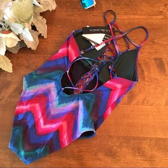 La Blance High Neck Tummy Toner One Piece Rainbow - Picture 3 of 6